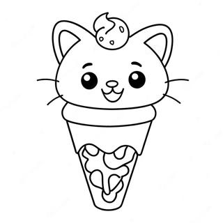 Cute Cat In Ice Cream Cone Coloring Page 67603-55780