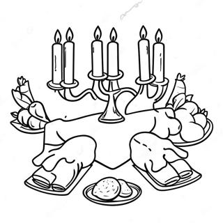 Festive Shabbat Table Coloring Page 67623-55786