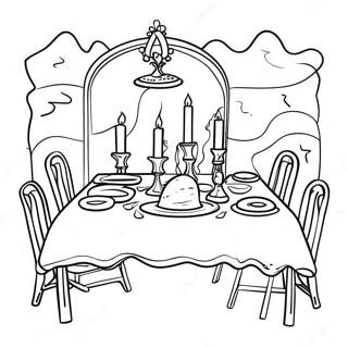 Festive Shabbat Table Coloring Page 67623-55787