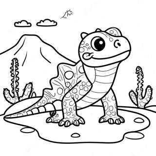 Cute Gila Monster In The Desert Coloring Page 67753-55894