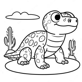 Cute Gila Monster In The Desert Coloring Page 67753-55896