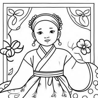 Korean Girl Coloring Pages