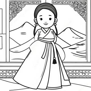 Korean Girl In Traditional Hanbok Coloring Page 67762-55898