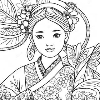 Korean Girl In Traditional Hanbok Coloring Page 67762-55899