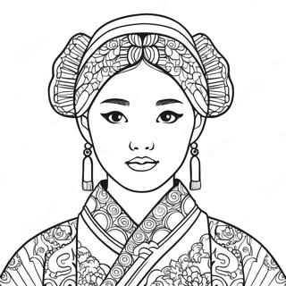 Korean Girl In Traditional Hanbok Coloring Page 67762-55900