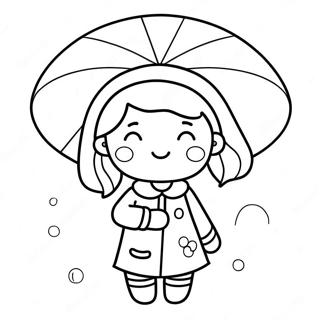 Cute Korean Girl With Umbrella Coloring Page 67763-55909