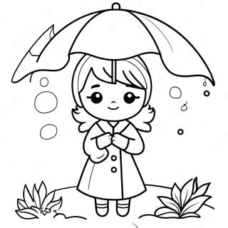 Cute Korean Girl With Umbrella Coloring Page 67763-55910