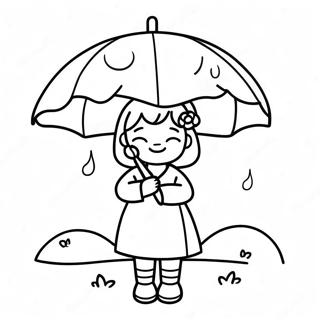 Cute Korean Girl With Umbrella Coloring Page 67763-55911