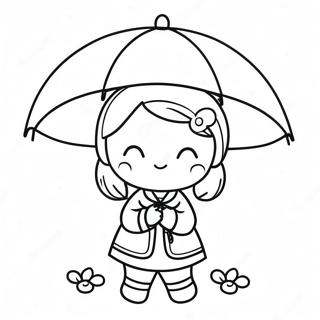 Cute Korean Girl With Umbrella Coloring Page 67763-55912