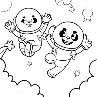 Thing 1 And Thing 2 Flying In The Sky Coloring Page 67873-55994