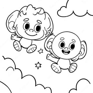 Thing 1 And Thing 2 Flying In The Sky Coloring Page 67873-55995