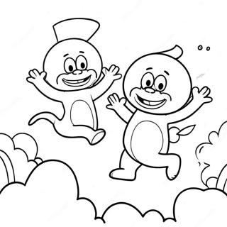 Thing 1 And Thing 2 Flying In The Sky Coloring Page 67873-55996