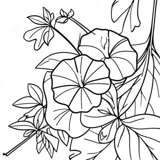 Beautiful Morning Glory Vine Coloring Page 67893-56008