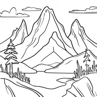 Three Sisters Mountain Landscape Coloring Page 67903-56013