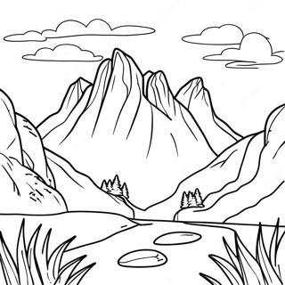 Three Sisters Mountain Landscape Coloring Page 67903-56014