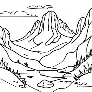 Three Sisters Mountain Landscape Coloring Page 67903-56015