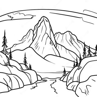 Three Sisters Mountain Landscape Coloring Page 67903-56016