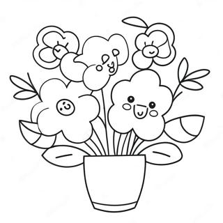 Kawaii Flower Bouquet Coloring Page 67912-56019