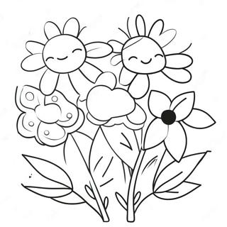 Kawaii Flower Bouquet Coloring Page 67912-56020