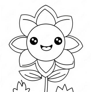 Cute Kawaii Flower With Smiling Face Coloring Page 67913-56021