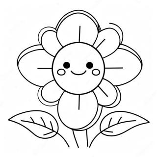 Cute Kawaii Flower With Smiling Face Coloring Page 67913-56022