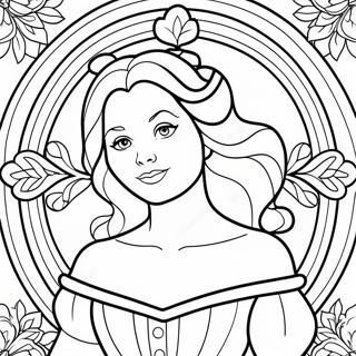 Enchanting Belle In Stained Glass Coloring Page 67973-56098