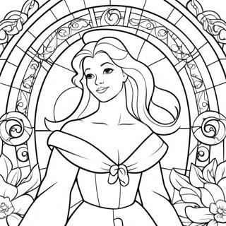 Enchanting Belle In Stained Glass Coloring Page 67973-56099