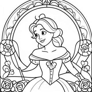 Enchanting Belle In Stained Glass Coloring Page 67973-56100