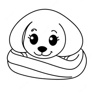 Cute Sleeping Puppy In A Blanket Coloring Page 68053-56121