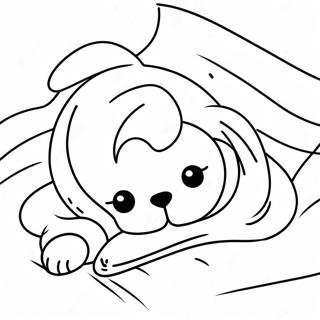 Cute Sleeping Puppy In A Blanket Coloring Page 68053-56122