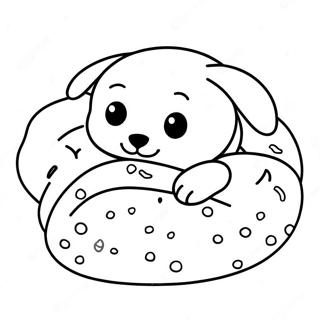 Cute Sleeping Puppy In A Blanket Coloring Page 68053-56123