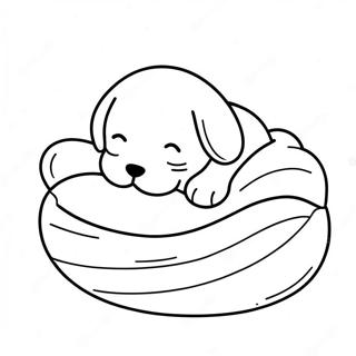 Cute Sleeping Puppy In A Blanket Coloring Page 68053-56124