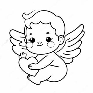 Cute Cherub With Heart Coloring Page 68063-56129