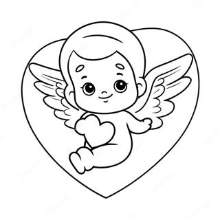 Cute Cherub With Heart Coloring Page 68063-56130