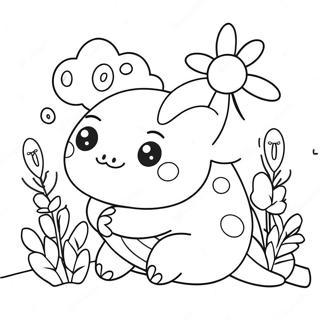 Cute Squishmallow Axolotl With Flowers Coloring Page 6815-5541