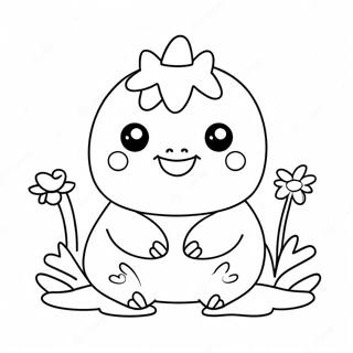 Cute Squishmallow Axolotl With Flowers Coloring Page 6815-5542