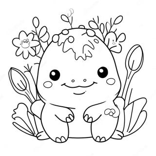 Cute Squishmallow Axolotl With Flowers Coloring Page 6815-5543