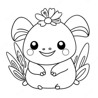 Cute Squishmallow Axolotl With Flowers Coloring Page 6815-5544