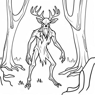 Spooky Wendigo In The Forest Coloring Page 68163-56229