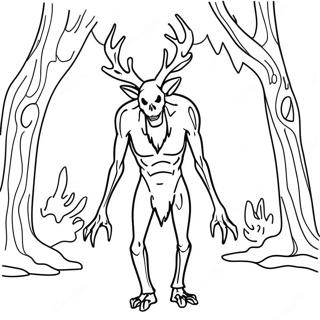 Spooky Wendigo In The Forest Coloring Page 68163-56232