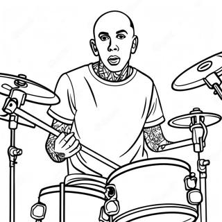 Travis Barker Drumming Coloring Page 68183-56237