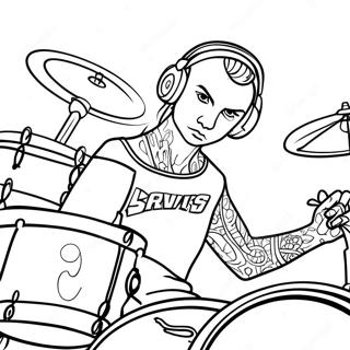 Travis Barker Drumming Coloring Page 68183-56238