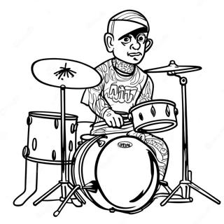 Travis Barker Drumming Coloring Page 68183-56239