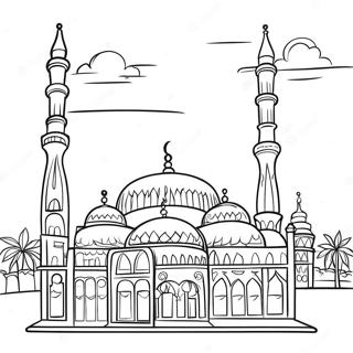 Beautiful Mosque With Minarets Coloring Page 68203-56258