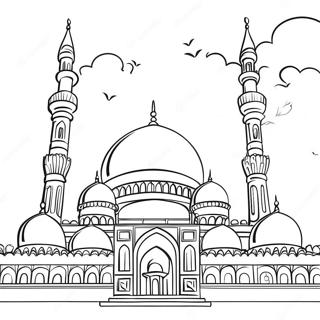 Beautiful Mosque With Minarets Coloring Page 68203-56260