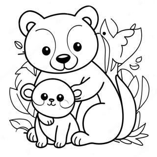 Cuddly Mom And Baby Animals Coloring Page 68233-56274