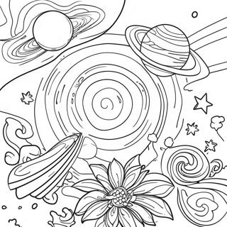 Galaxy Trippy Space Scene Coloring Page 6824-5547