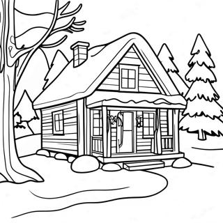 Cozy Winter Cabin Coloring Page 68253-56284