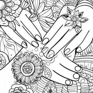 Hand Nail Art Coloring Page 68302-56322