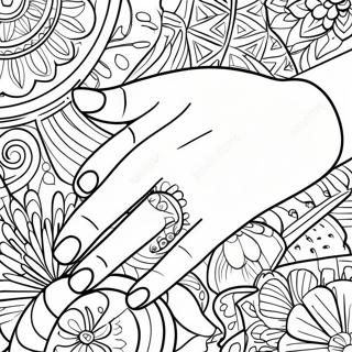 Hand Nail Art Coloring Page 68302-56323